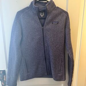 Patagonia sweater jacket in purple.